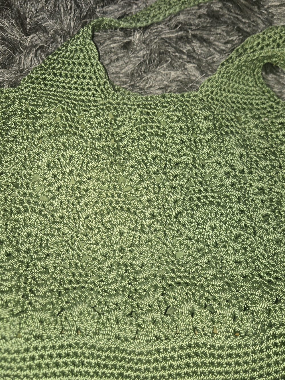 VTG The Sak Sage Green Crochet Shoulder Bag - Picture 5 of 9